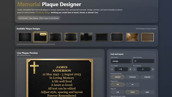 Memorial Plaque Designer